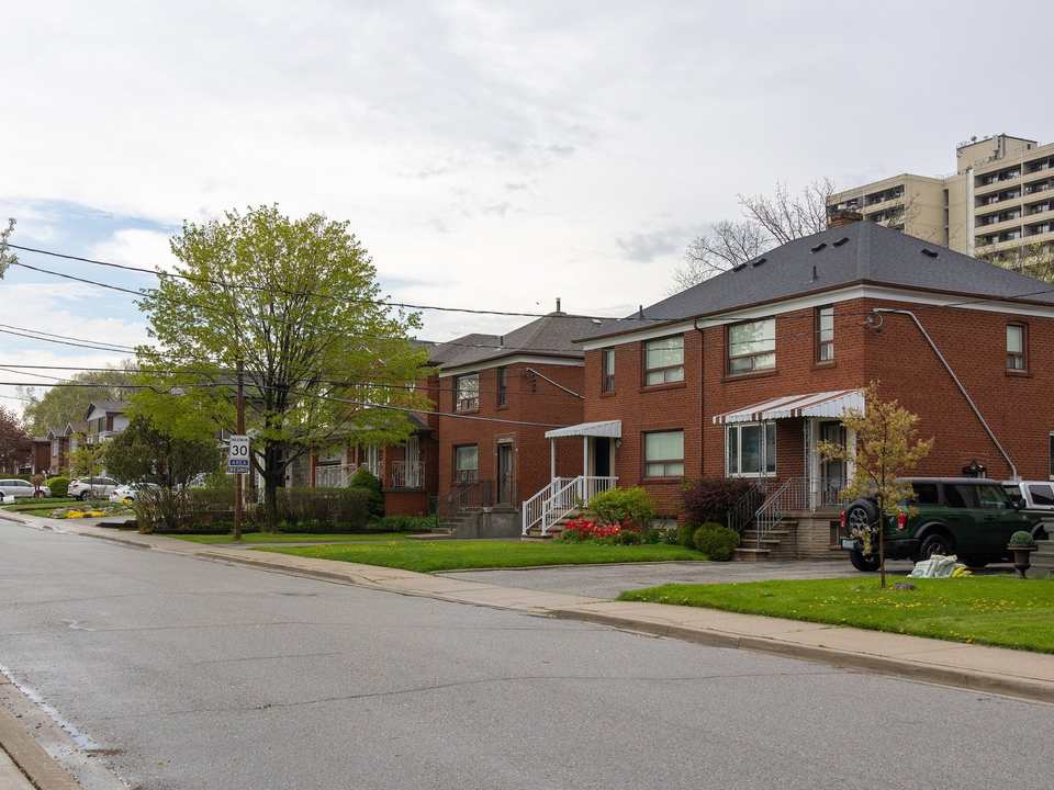 Red-brick houses on Harold Street in Mimico, Etobicoke