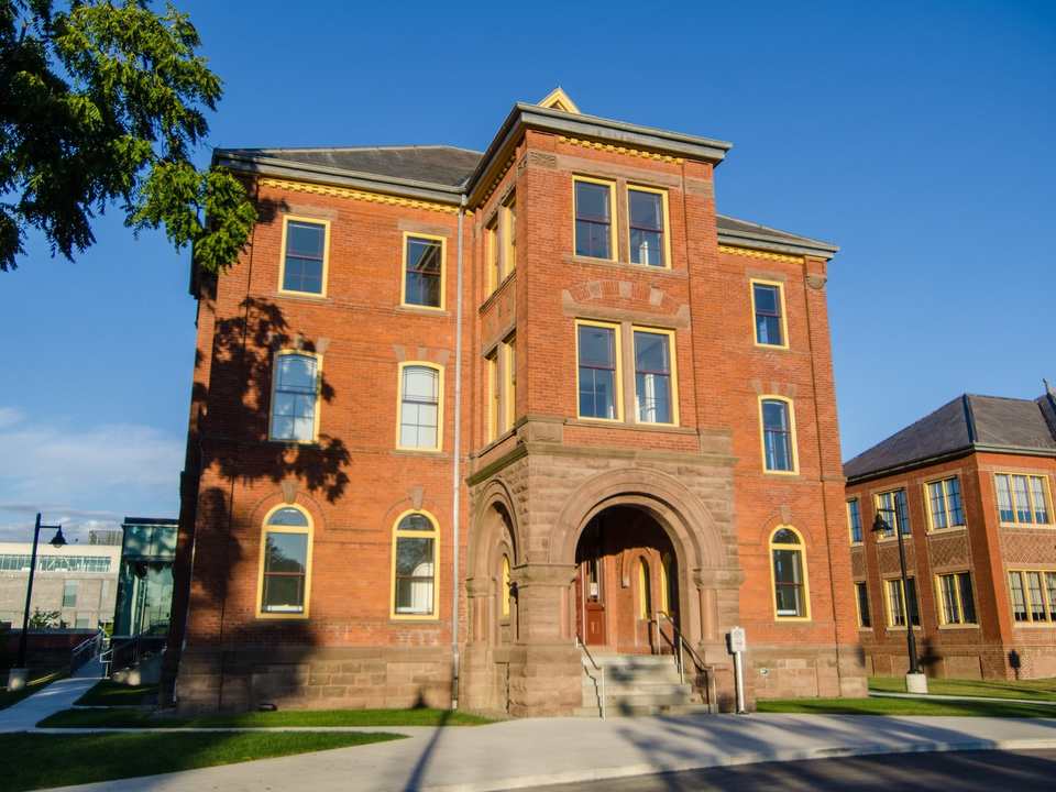Restored red-brick heritage building at Humber Polytechnic's Lakeshore campus in New Toronto, Etobicoke